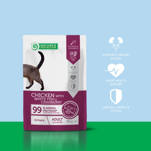 Nature's Protection 100g Urinary ((Chicken with White Fish & Cranberry)) Adult 保然主食濕包 成貓 泌尿護理 雞肉+白魚+蔓越莓 100克 (KIP54) (EXP: 03月/2027) Nature's Protection 100g Urinary ((Chicken with White Fish & Cranberry)) Adult 保然主食濕包 成貓 泌尿護理 雞肉+白魚+蔓越莓 100克 (KIP54) (EXP: 03月/2027)